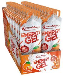 IronMaxx® Energy Gel – Orange 24x67ml | Avec 25 g de glucides et 200 mg de sodium par portion | Idéal lors d'un effort physique intense | Pratique pour emporter