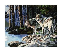 Kit de peinture diamant avec cadre en bois - 40 x 50 cm - Peinture diamant - Broderie à la main - Mosaïque - Panier de fleurs - Maison sur le ruisseau (GJ636)
