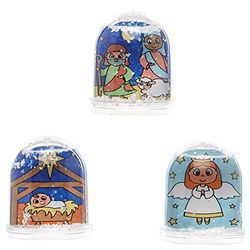 Baker Ross FX297 Nativity Colour in Snow Globes - Pack of 4, Kids Craft Kit, Christmas Decoration Crafts, Colouring Crafting for Children