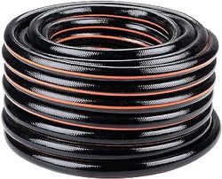 BLACK+DECKER Tuinslang 25 meter, diameter 13 mm, duurzaam pvc, tuinirrigatie, autowassen, zwembadvulling, geschikt voor elke standaardkraan, zwart/oranje