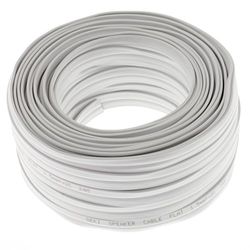 2 câbles Plats de 1,5 mm² pour Enceinte - Blanc - 25 m - CCA - Câble Audio - Enceintes