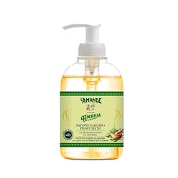 L'AMANDE - Sapone Liquido Mani e Corpo Concentrato, Gel Detergente Nutriente e Delicato con Oli Essenziali Bio dell'Umbria Aromatici e Purificanti - Sapone Mani e Corpo Naturale, Aroma Fiorito, 300 ml