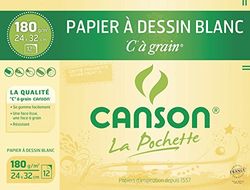 Pochette Canson- Carta da disegno "C" a grana 24 x 32 cm, 12 fogli 180 g/m²