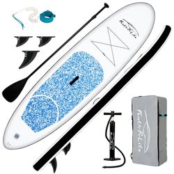FunWater Opblaasbaar stand-up paddleboard, surfplank, SUP compleet paddleboard, accessoires, verstelbare peddel, pomp, ISUP reisrugzak, lijn, waterdichte tas, peddelboard voor volwassenen