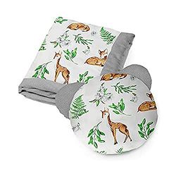 Kospu set di biancheria da letto e cuscino per neonati in cotone e velluto, imbottitura 100% poliestere, coperta per dormire 75 x 100 cm, cuscino per dormire orso æ40 cm