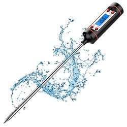 ANSTA Thermomètre de cuisine, sonde longue, écran LCD rétro-éclairé bleu, anti-corrosion, idéal pour la cuisine, la nourriture