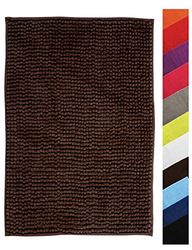 MSV Tapis de Bain Tapis de Douche „Chenille“ Poils Longs Microfibres Moelleux Anti-dérapant 40x60 cm Marron