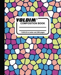 Volidam's wide range of composition notebooks. Wide lined paper, multicolor, 9-3/4 x 7-1/2 Inches, 100 sheets,