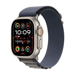 Apple Watch Ultra 2 GPS + Cellular 49mm Smartwatch con robusta cassa in titanio e Alpine Loop blu - Small. Fitness tracker, GPS di precisione, tasto Azione, batteria a lunghissima durata