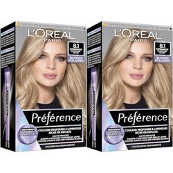 L'Oréal Paris Préférence Blond Polaire Coloration Permanente Cheveux, Nuance : Copenhague 8.1, Blond clair cendré (Lot de 2)