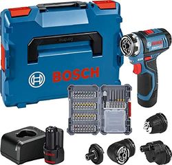 Bosch Professional 12V System GSR 12V-15 FC - Atornillador a batería (30 Nm, 4 cabezales FlexiClick, 2 baterías x 2.0 Ah, 40 acc., en L-BOXX 136) - Amazon Exclusive