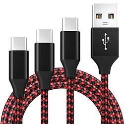 BIBTIM Cable Cargador USB C 1M 2M 3M, 3-Pack USB C 2.0 Rápida 3A Tejido ​USB A a USB C 480 Mbps Transferencia de Datos Compatible con Samsung Galaxy Sony Xperia Huawei Pixel HTC