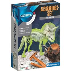 Clementoni 59273 Galileo Discovery – utgrävningsset Triceratops, spännande leksak för barn, grävning av dinosauriefossiler, för små forskare från 7 år