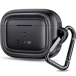ZtotopCase AirPods 3 hoes 2021, robuuste volledige beschermhoes, elastische draadloze schokdemping, duurzame hoes met gladde huid, sleutelhanger, led, zichtbaar voor 2021 AirPods Pro 2 - zwart
