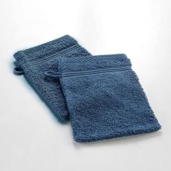 douceur d'intérieur, 2 Gants de Toilette (15 x 21 cm) Tendresse Saphir, Eponge