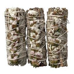 Smudge Stick, White Sage and White Sinuata 4", Pack of 3