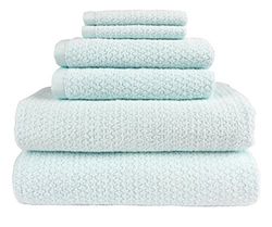 Everplush Diamond Jacquard Towels Set di 6 Asciugamani da Bagno, Microfibra Cotone, Menta di Menta, Set da 6 Pezzi