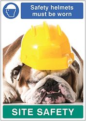 Caledonia Signs 57473 Safety helmets must be worn dog poster