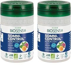 Biosens - Gélule végétale Somni Control® - Action 3 en 1 - Mélisse, Valériane et Eschscholtzia - Certifié Bio AB Vegan - Fabriqué en France - Programme de 10 jours - 40 gélules (Lot de 2)
