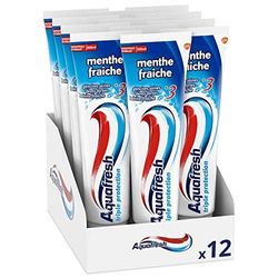 Aquafresh Dentifrice Triple Protection Menthe Fraiche, Pour Des Dents Fortes et Une Haleine Fraiche, Lot de 12x100ml