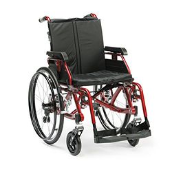 DRIVE DEVILBISS HEALTHCARE Enigma K-Chair, Lightweight Aluminium Wheelchair with Suspension and half folding back, 18 Inch Seat Width, Red