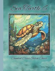 Sea Turtle 6: Stained Glass Counted Cross Stitch Chart