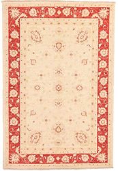 Rugs of London Traditional Afghan Handmade Garous Zeigler Rug, Wool, 175 x 117, Red Border Beige Ground