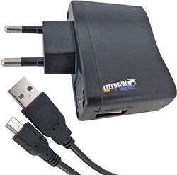 KEEPDRUM BS510 USB nätdel laddare 1 000 mA + 1,5 m mini-USB till USB-A-kabel