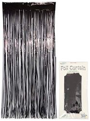 Oaktree UK 650497 Foil Door Curtains, Black