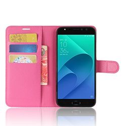 Funda para ASUS ZenFone 4 Selfie Pro ZD552KL Faux Cuero Billetera con Stand Función Carcasa para ASUS ZenFone 4 Selfie Pro ZD552KL (Rosa roja)