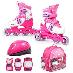 SMJ sport 2-i-1 inlines rullskridskor Rullskidsset, Rosa, 26 EU