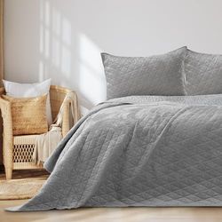 AmeliaHome Velvet sprei, polyester, Laila zilver, 200x220 cm