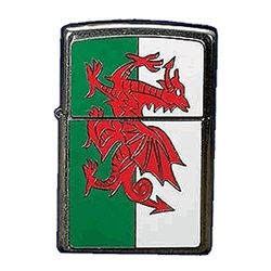Zippo Wales Flag Emblem Windproof Lighter - Brushed Chrome
