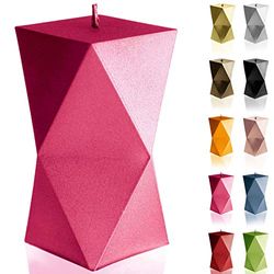 Candellana Hecho a Mano Geometric Vela de Regalo - Divertida - Vela Decorativa - Decoración del Hogar - Regalos para Amigos - Mecha de Algodón - Tiempo de Quemado 25h - Vela Dark Pink