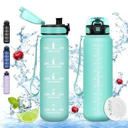 Vikaster Bottiglia acqua, Borraccia 1000ml, Senza BPA & Prova di Perdite, Borracce per Bambini, Adulto, Bici, Scuola, Ufficio, Yoga, Palestra, Campeggio