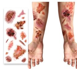 FIESTAS GUIRCA Tatoeages met geïnfecteerde wonden (30 x 13 cm) - make-up en FX voor Halloween, carnaval en kostuumfeesten - zombies en vampiers