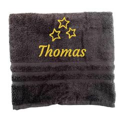 Asciugamano personalizzato con nome splendidamente ricamato Asciugamano da bagno Asciugamano in cotone 100% Asciugamano da bagno con nome (100 x 50 cm, Stelle)