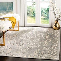 Safavieh tapijt voor binnen en buiten, geweven, polypropyleen, grijs/crèmekleurig 160 X 230 cm Gris/Crème
