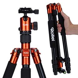 Rollei C5I | Arancione | Treppiede fotografico leggero in Alu | Treppiede da viaggio con testa a sfera e borsa treppiede | Può essere usato Treppiede Macro, monopiede e mini treppiede | Arca Swiss
