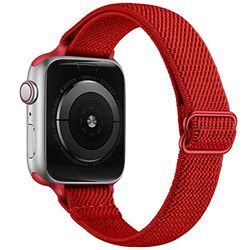Lysun - Cinturino elastico in nylon SOLO Loop compatibile con Apple Watch Band 38 mm 40 mm 41 mm per uomo e donna, fascia elastica regolabile per iWatch Series SE/7/6/5/4/3/2/1, rosso scuro, 38/40/41