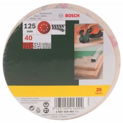 Bosch 2607019491 Pacote de 25 lixas para lixadeiras excêntricas (diâmetro de 125 mm, grão 40)
