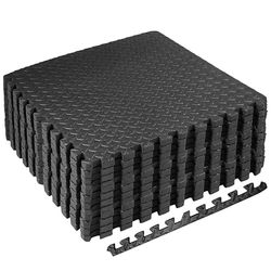 TechFit Alfombra de Gimnasio Puzzle de Espuma EVA, Juego de 12 Piezas 31,5 x 31,5 x 1 cm, Incluye 18 Bordes, Suelo de Goma Antideslizante para Tatami Gimnasio y Fitness