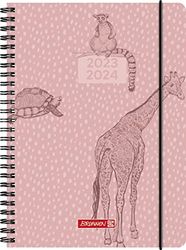 BRUNNEN School Calendar "Wild Animals" 2023/2024 2 Pages = 1 Week A5 Natural