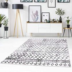 carpet city - Tappeto a pelo piatto con motivo a zig-zag, moderno, mélange bianco e nero, per soggiorno, dimensioni: 120 x 170 cm, 120 x 170 cm