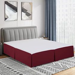 Cathay Home Double Brushed Microfiber Pleated Easy Fit Bed Skirt, Ultra Soft, Fade and Wrinkle Resistant - Burgundy, Twin