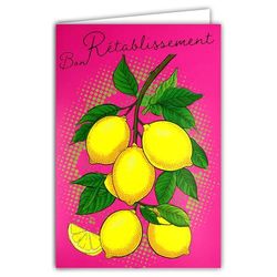 69-8146 Fluorescent Card for Good Health and Warmth - With Envelope 12 x 17.5 cm - White Interior for Writing - Fluorescent Inks - Created and Made in France