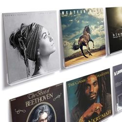 NIUBEE Clear Vinyl Record Shelf Wall Mount 6 Pack,Acrylic Album Record Holder Display Your Daily LP Listening in Office Home