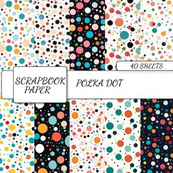 Confetti Blast Scrapbook Collection: Double-Sided 8x8" Sheets in Pink, Blue, Green, Purple, Black & White - 20 Unique Polka Dot Patterns x2 for Vibrant Memory Keeping