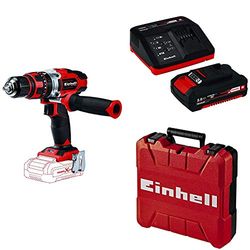 Einhell 4513926 TE-CD 18/48 - Trapano avvitatore a percussione a batteria Li-i-Solo + Power-X-Change Starter Kit(Batteria e Caricabatteria) + Valigetta Universale