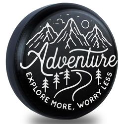 NIAEIAIE Housse de Pneu de Secours pour Camping-Car, remorque, Camion, VUS, Adventure Awaits – Housse de Pneu résistante aux intempéries pour Camping-Car, remorque, Accessoires universels 35,6 cm,